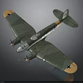 3D Model of Green Aerospace Airplane With Black Cross and Wooden Wing Tips