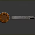 Medieval Battle Axe Weapon With Decorative Metal Head And Wooden Handle
