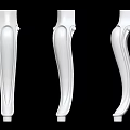 Three Elegant White Decorative Columns with Curved Shapes and Carved Patterns