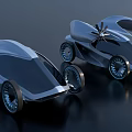Futuristic Flying Car With Propellers And Blue Rimmed Wheels Flying In Sky
