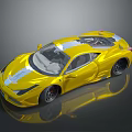 Yellow Convertible Sports Car With Silver Stripes And Sleek Exterior Design