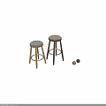 Modern Wooden Bar Stools With Upholstered Seats And Metal Footrest Rings
