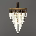 Modern Chandelier With Transparent Glass Tubes And Hanging Metal Frame Illuminated Design