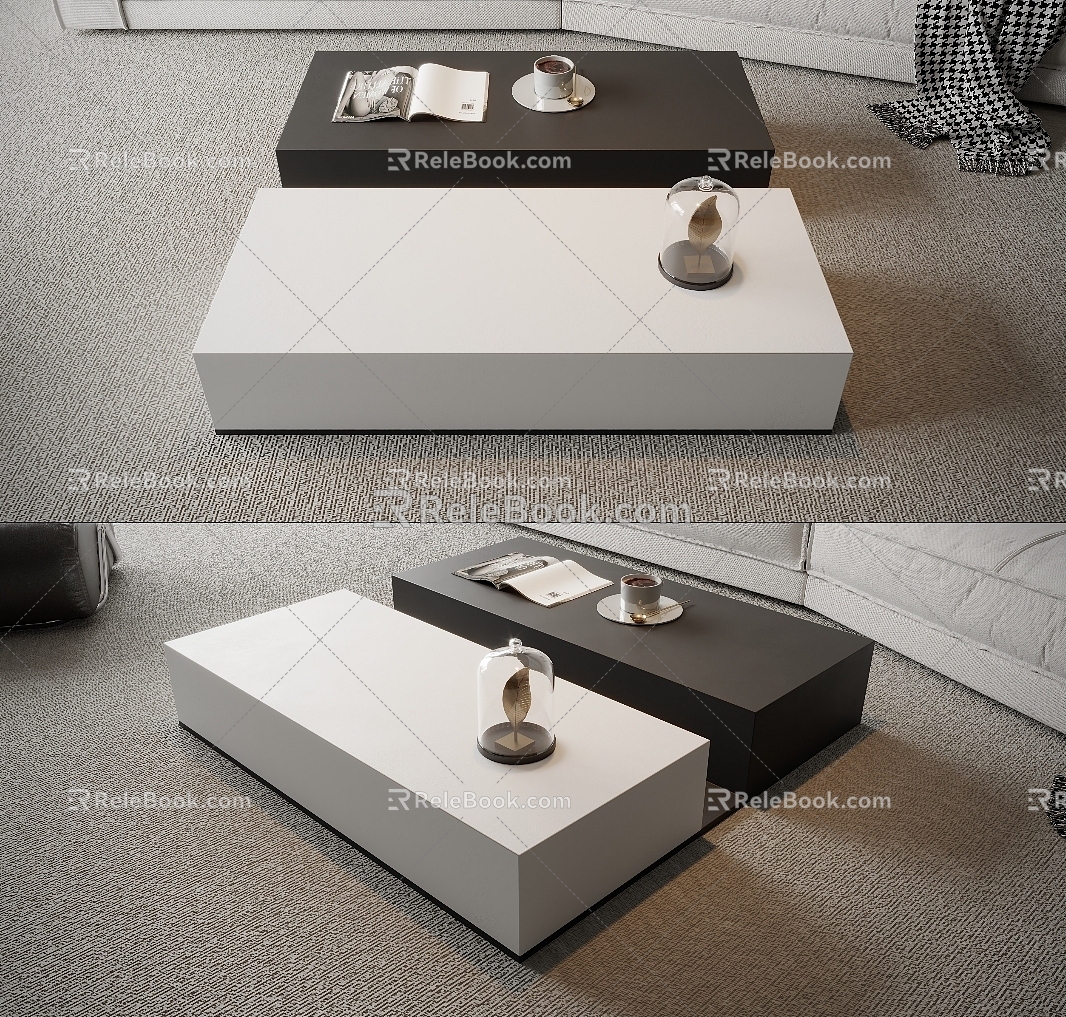 Minimal black and white coffee table 3d model