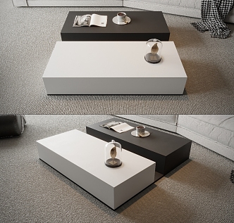 Minimal black and white coffee table 3d model