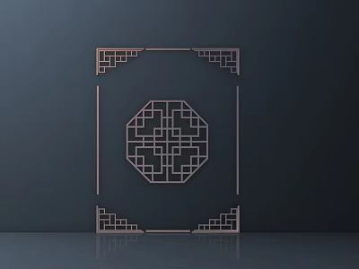 Chinese Style Octagonal Hollow Carving Decor With Symmetric Frame And Elegant Pattern Design 3d model
