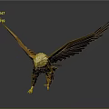 3D Origami Style Eagle Sculpture With Spread Brown Wings And White Head