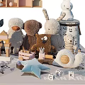 Cute Plush Animal Dolls With Soft Toys Small House Models And Star Decorations