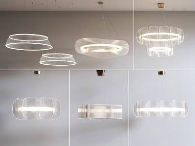 Modern Pendant Lighting Combinations With Geometric Round Oval Shapes And Transparent Design 3d model