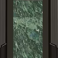 Modern Elevator Hallway Design with Green Marble Wall Golden Handrails and Sleek Polished Floor