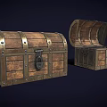 Vintage Wooden Chests Open and Closed With Metal Fittings and Classic Wood Grain