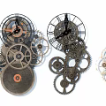 Collection Of Vintage Clock Gears And Mechanical Parts With Intricate Details