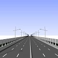 Modern Bridge Structure Featuring Wide Road Street Lamps And Guardrails