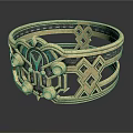 Elegant Gold Black Bracelet With Geometric Patterns Double Layered Design And Decorative Details