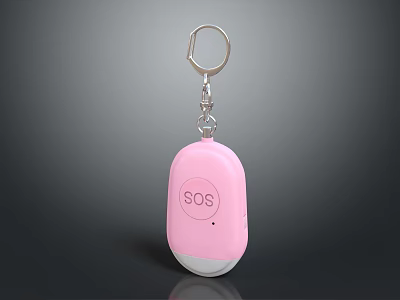 Pink SOS Emergency Keychain With Safety Alarm Function And Key Ring Design 3d model