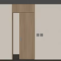 Modern Interior Wooden Sliding Door With Natural Wood Tone And Wall Control Panels