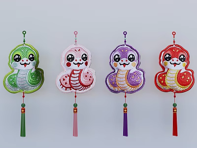 2025 Year of the Snake New Year's Day Pendant New Year's Day Props Pendant Cartoon Pendant 3d model
