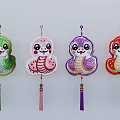 Colorful Snake Shaped Cartoon Face Decorative Hanging Pendants With Tassels Four Colors