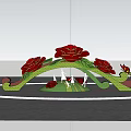 Colorful Flower Bed Flower Pots With Arch Design And Water Reflection Under Blue Sky