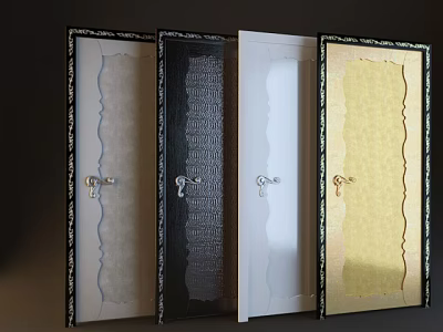 Stylish Hinged Doors With Various Color Options And Decorative Patterns 3d model
