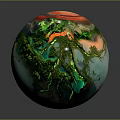 Vibrant Colorful Sphere With Swirling Green Pink Orange Iridescent Patterns