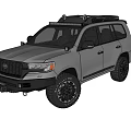 Dark Colored SUV With Off Road Tires Roof Rack And Rugged Exterior Design