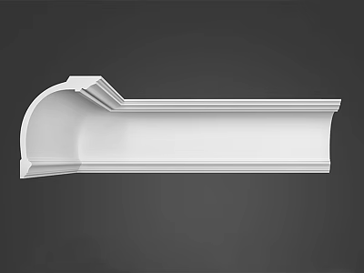 Elegant White Gypsum Cornice Decorative Architectural Molding Detail For Interior Design 3d model