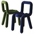 Modern Black And White Leisure Chairs With Velvet Upholstery And Curved Lines