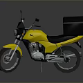 Practical Yellow Motorcycle with Black Storage Box Black Seat and Front Headlight Design 3d model