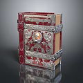 Vintage Ornate Book With Red Cover Silver Decorations And Intricate Circular Medallion
