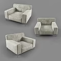 Three Light Gray Fabric Single Sofas With Modern Design And Metal Legs 3d model