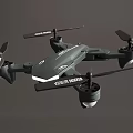 Modern Black Four Rotor Drone With Streamlined Body And Camera 3d model