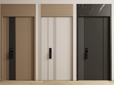 Modern Security Doors in Light Brown Beige and Dark Gray with Sleek Handles and Locks 3d model
