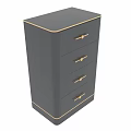 Elegant Modern Gray Chest of Drawers with Gold Handles and Trim