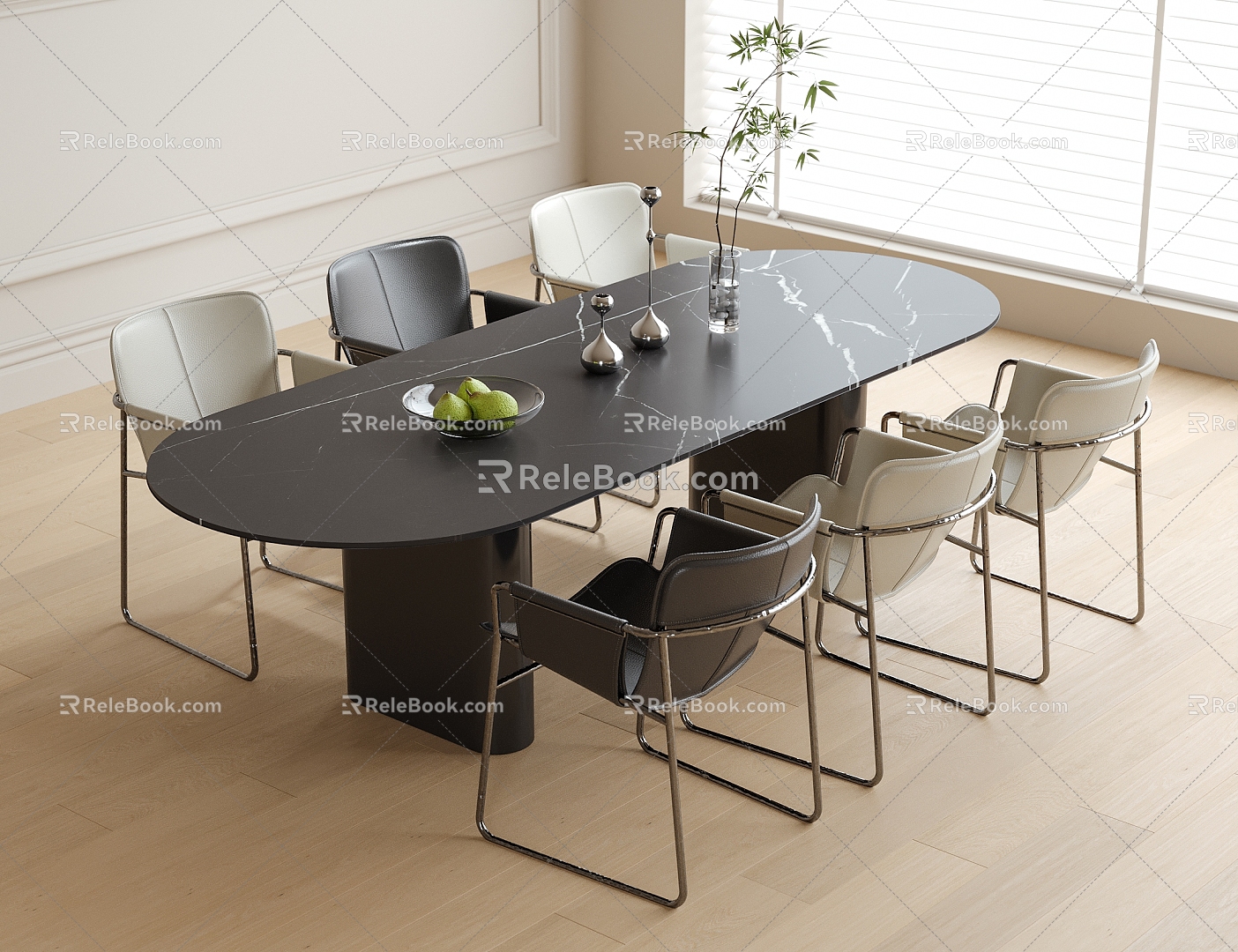 Modern Dining Table and Chair Combination Dining Chair Dining Table 3d model