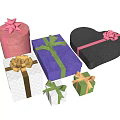 Colorful Decorative Gift Boxes In Various Shapes With Ribbons And Bows