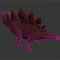 Red Orange Stegosaurus Dinosaur With Textured Skin Spiked Back Plates And Tail