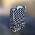 Modern High Rise Office Building Exterior With Glass Facade Windows And Base Structure