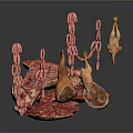 Variety Of Fresh Raw Meat Pieces Including Different Cuts Chunks And Slices