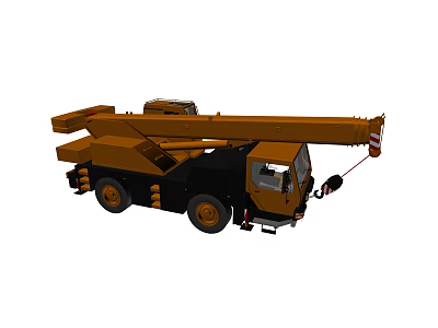 Yellow Heavy Duty Crane Truck With Extended Lifting Arm For Industrial Use 3d model