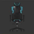 Modern High Back Black And Teal Office Chair With Adjustable Armrests Headrest And Wheels