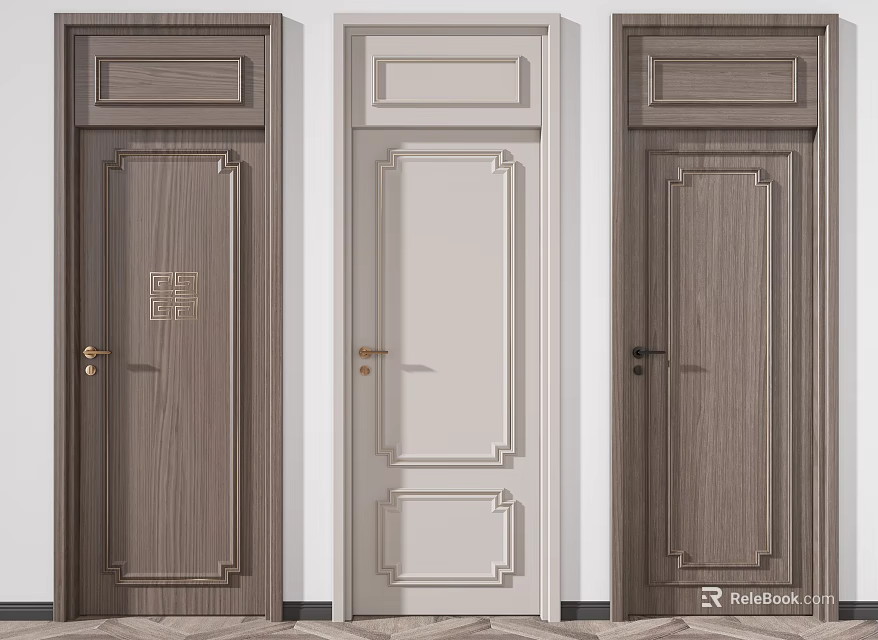 Modern Hinged Doors In Various Colors And Styles For Home Interior 3d model