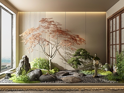 New Chinese style landscape sketch Japanese style landscape landscaping balcony landscape model