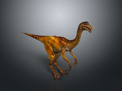 3D Rendered Yellow Brown Striped Dinosaur Model With Long Neck Standing Pose 3d model