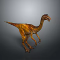 3D Rendered Yellow Brown Striped Dinosaur Model With Long Neck Standing Pose