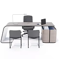Modern Office Desk Interior With Wooden Surface Desk Lamp And Chairs