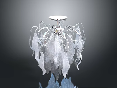 Elegant Feather Shaped Glass Chandelier With Modern Design And Decorative Accents 3d model
