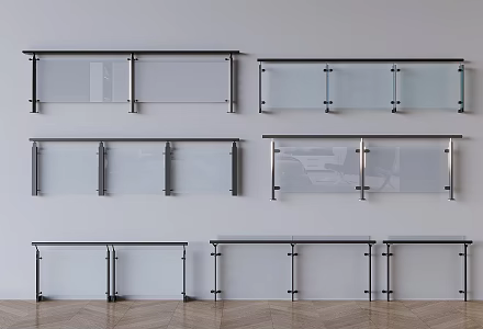 Glass Fence Guardrail Glass Stair Railing 3d model