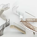 Elegant Spiral Staircase Designs with Glass Railing Wooden Steps and Ornate Balustrade