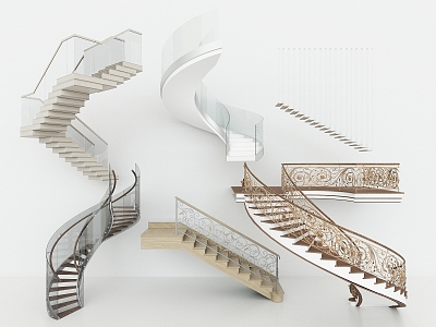 modern revolving stair shaped stair arc shaped stair handrail 3d model